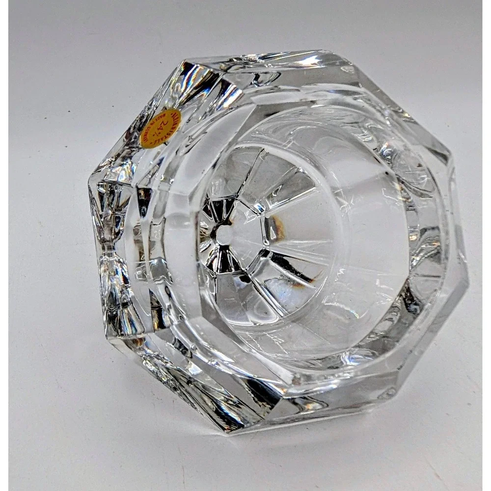 Bleikristall 24% Lead Crystal Diamond Candle Holder Germany Gold Tone Stand